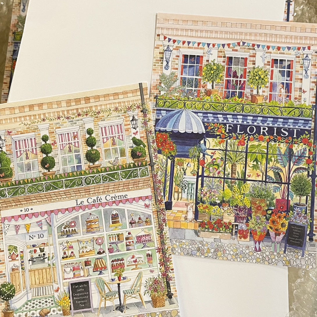 Bloom Puzzles The Florist and Le Cafe Postcards