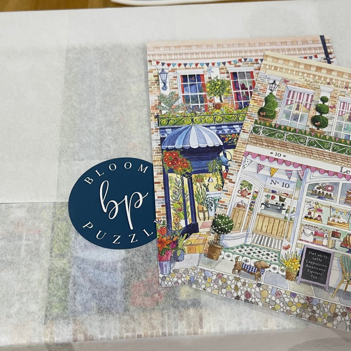 Bloom Puzzles The Florist and Le Cafe Postcard