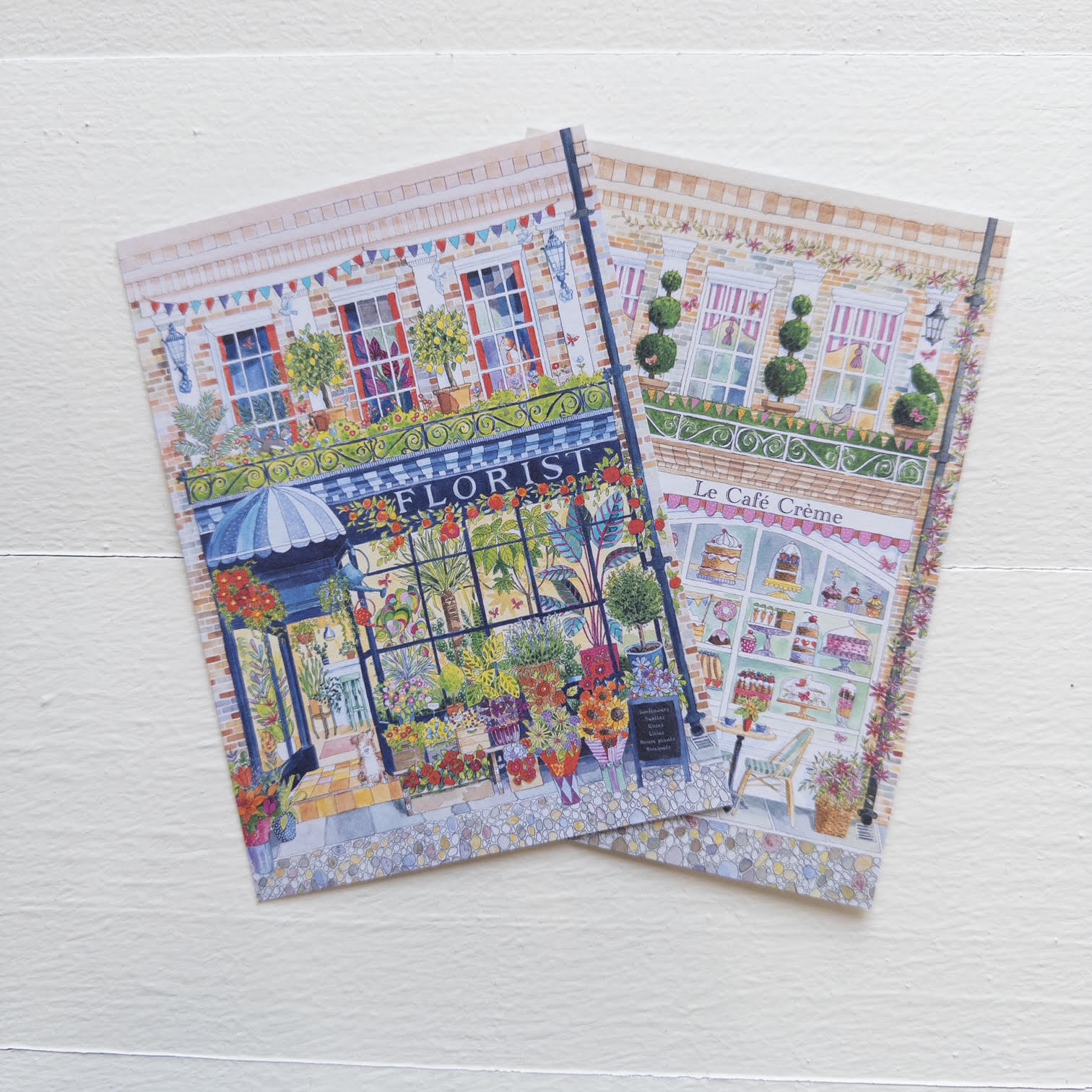Bloom Puzzles The Florist and Le Cafe A6 Postcards