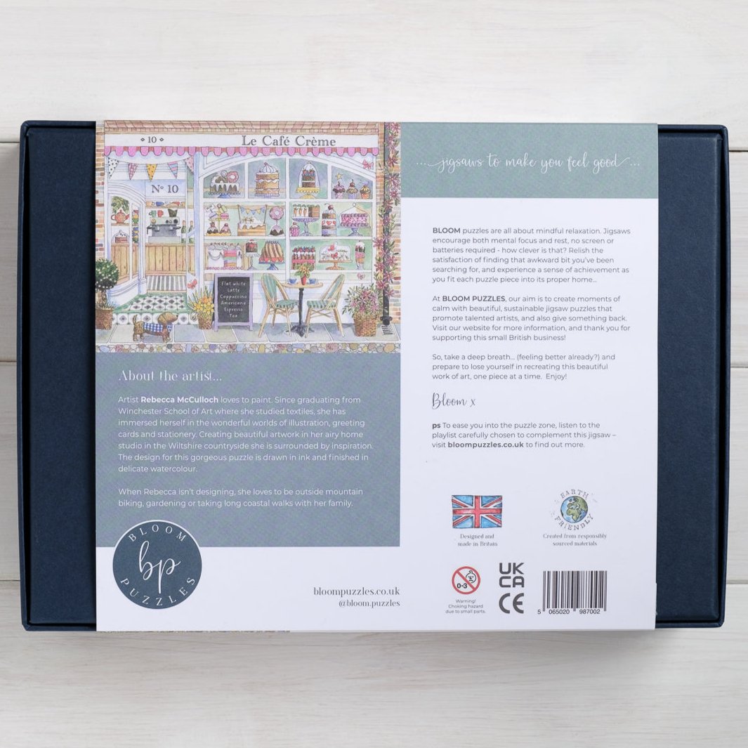 Bloom Puzzles Le Cafe 500 piece Jigsaw Back of Box