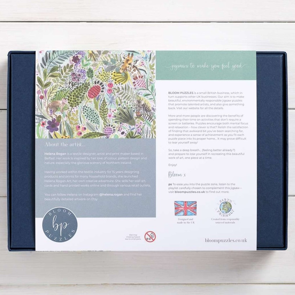 Bloom Puzzles In the Wild 1000 Piece Jigsaw Puzzle Back of Box Helena Rogan