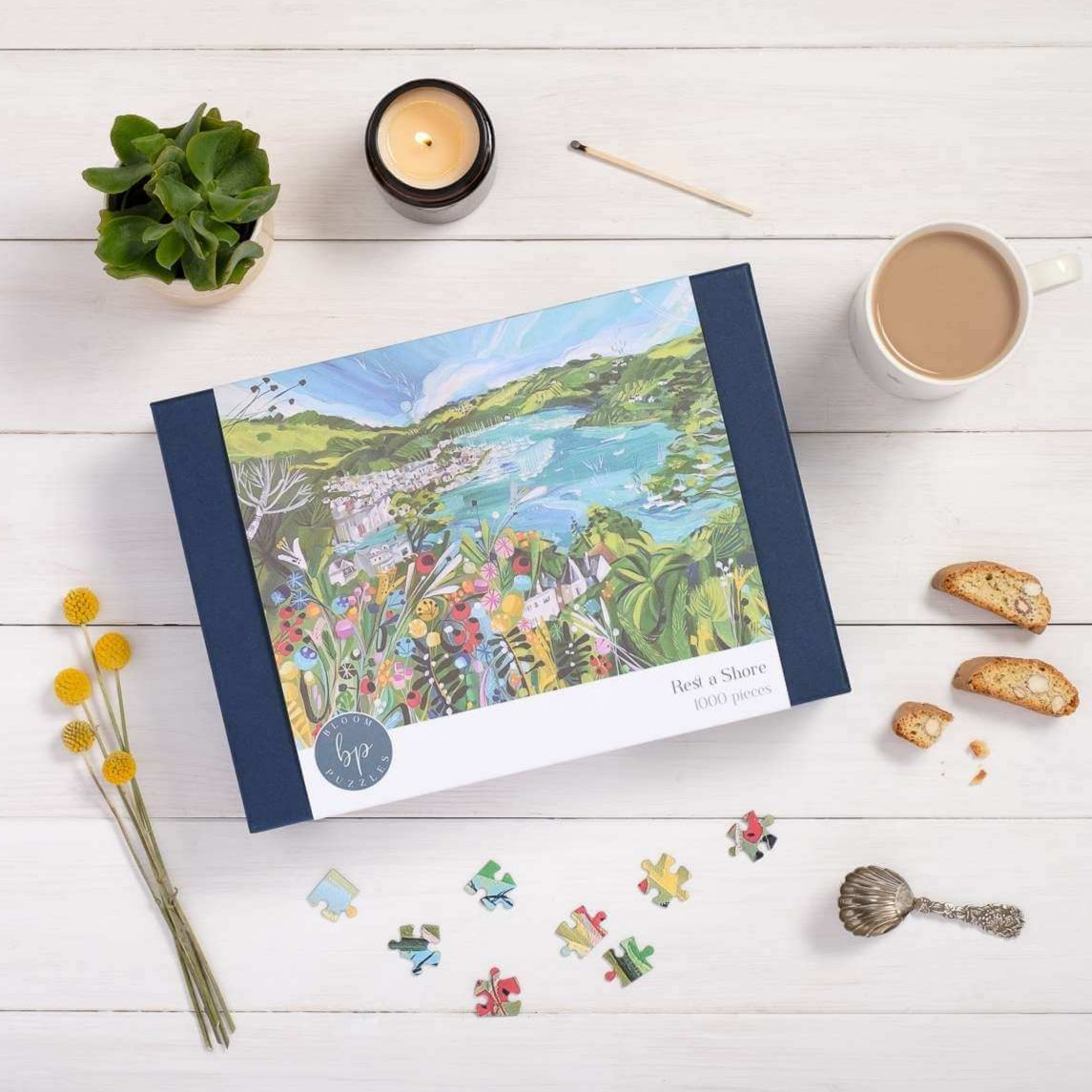 Bloom Puzzles Rest a Shore 1000 Piece Jigsaw Puzzle Lifestyle Layout Natalie Rymer