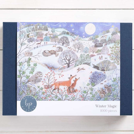 Bloom Puzzles Winter Magic 1000 Piece Jigsaw Puzzle Front of Box Lucy Grossmith