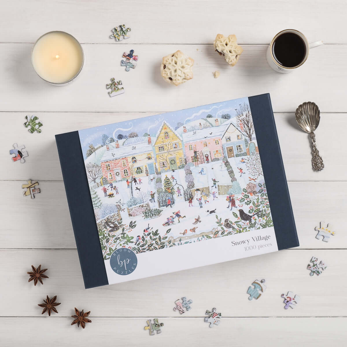Bloom Puzzles Snowy Village 1000 piece Jigsaw Puzzle Lifestyle