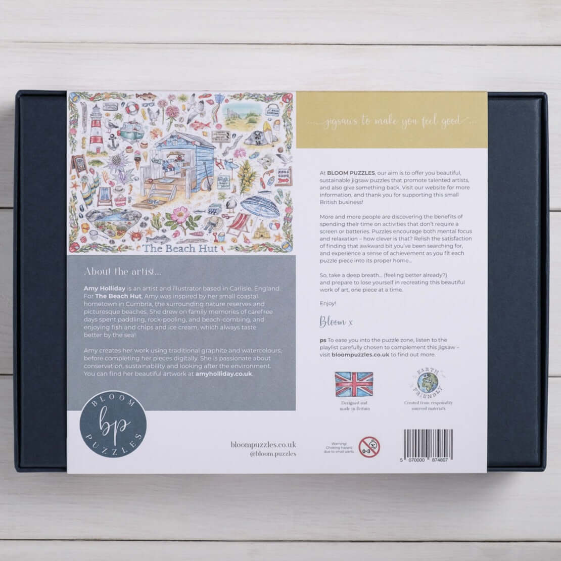 Bloom Puzzles The Beach Hut 1000 Piece Jigsaw Back of Box