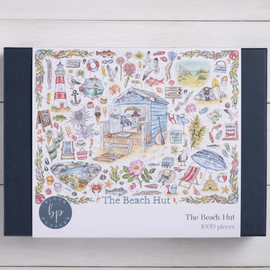 Bloom Puzzles The Beach Hut 1000 Piece Jigsaw Front of Box