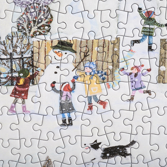 Bloom Puzzles Snowy Village 1000 piece Jigsaw Puzzle Close Up Snowman