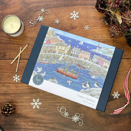 Bloom Puzzles Festive Harbour 1000 Piece Puzzle & Candle Gift Set Lucy Grossmith